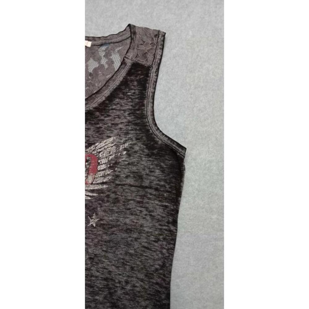 Maurices Burnout Sleeveless Top Womens Size S "Land Of The Free" Lace Patriotic - Picture 6 of 11